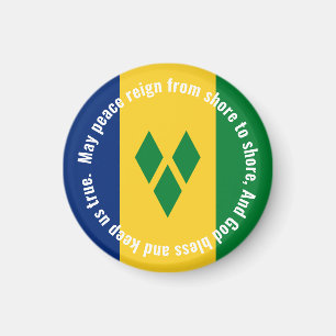 St Vincent and the Grenadines Flag Anthem Vincy  Magnet
