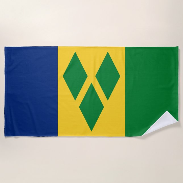 St Vincent and the Grenadines Flag Vincy Beach Towel (Front)