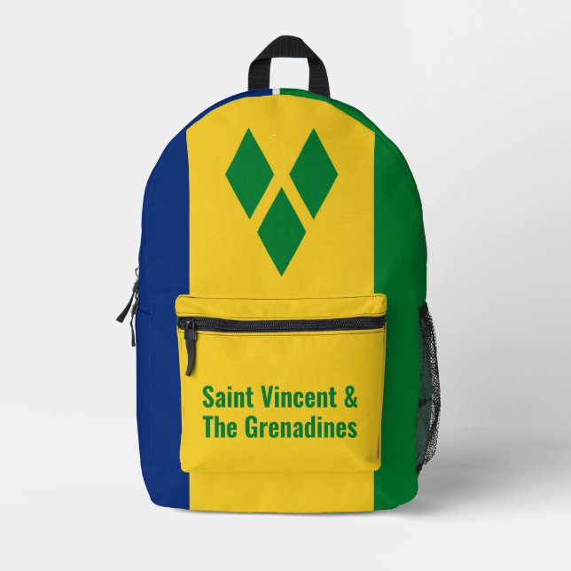 St Vincent and the Grenadines Flag Vincy Printed Backpack (Front)