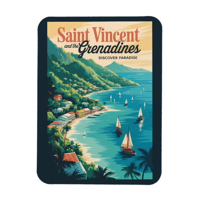 St Vincent and the Grenadines Landscape Retro Magnet (Vertical)