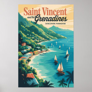 St Vincent and the Grenadines Landscape Retro Poster