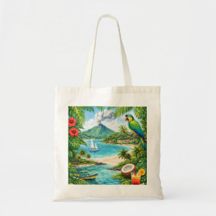 St. Vincent and the Grenadines Tropical Volcano Tote Bag