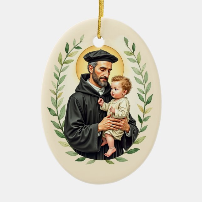 St Vincent de Paul God's Peace and Blessings Ceramic Tree Decoration (Front)