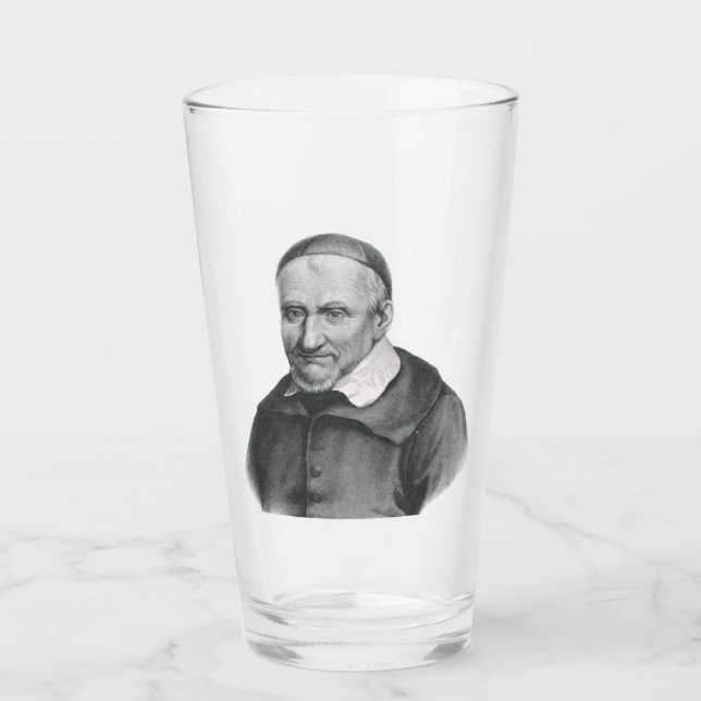 St. Vincent de Paul Patron Saint of Charity Glass (Front)