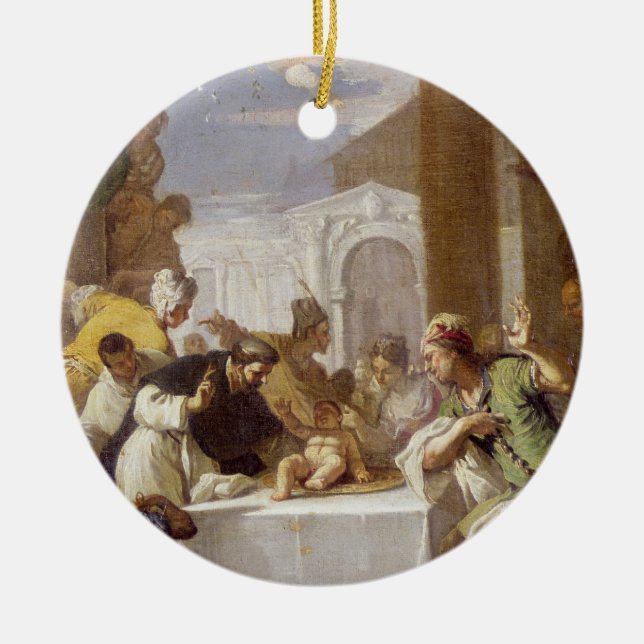 St. Vincent Ferrer performing a miracle Ceramic Tree Decoration (Front)