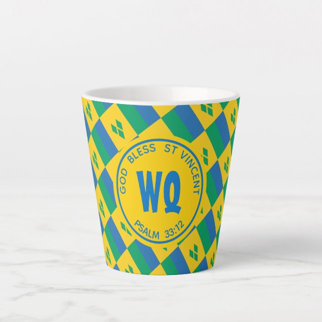 ST VINCENT FLAG Patriotic Customisable Yellow Latte Mug (Front)