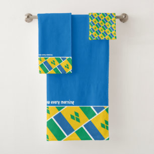 ST VINCENT FLAG Personalised Scripture BLUE Bath Towel Set