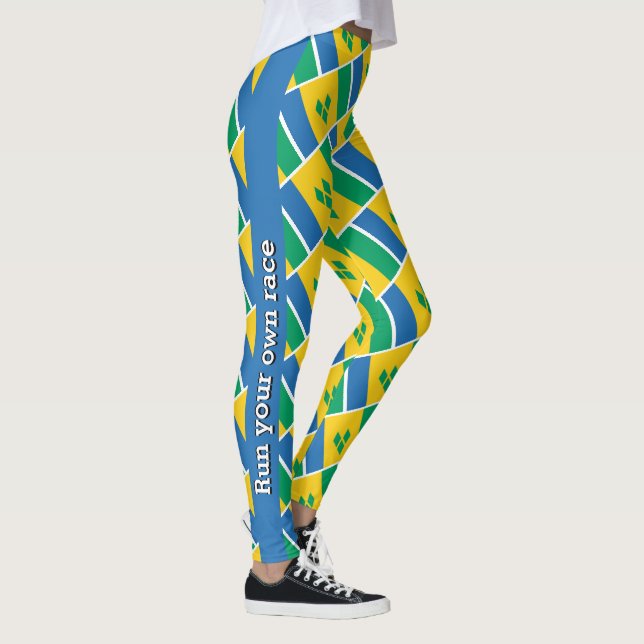 ST VINCENT GRENADINES Custom Text Flag Leggings (Right)