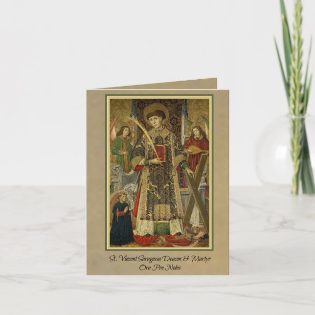 St. Vincent Saragossa Deacon-Martyr Greeting Card (Front)