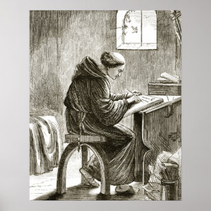 St. Vincent writing in his cell at Ferins, from 'T Poster