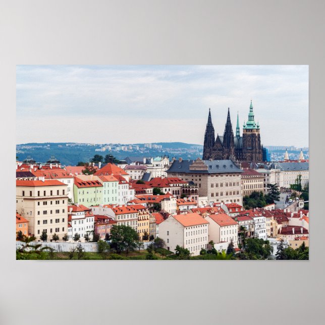 St. Vitus Cathedral and Prague Cityscape - Czech R Poster (Front)