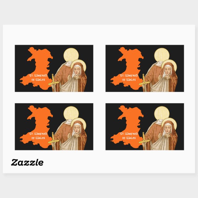 St. Winifred of Wales (P 002) Rectangular Sticker (Sheet)