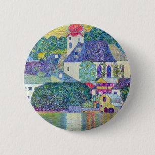 St. Wolfgang Church by Gustav Klimt, Victorian Art 6 Cm Round Badge