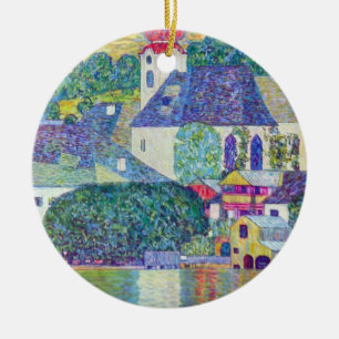 St. Wolfgang Church by Gustav Klimt, Victorian Art Ceramic Tree Decoration
