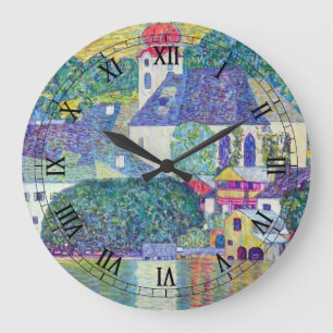 St. Wolfgang Church by Gustav Klimt, Victorian Art Large Clock