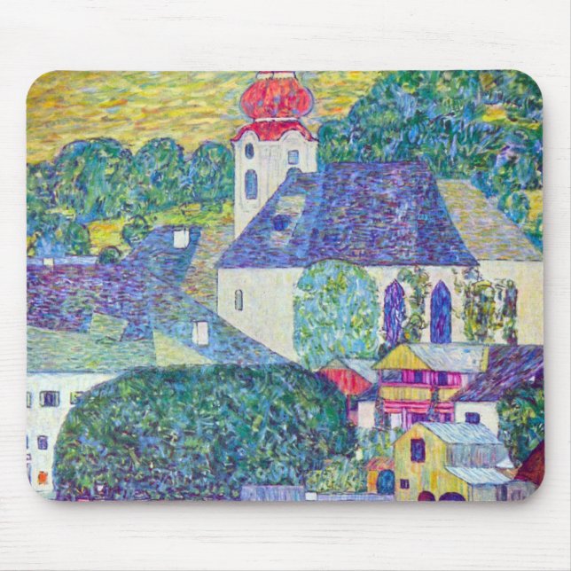St. Wolfgang Church by Gustav Klimt, Victorian Art Mouse Mat (Front)