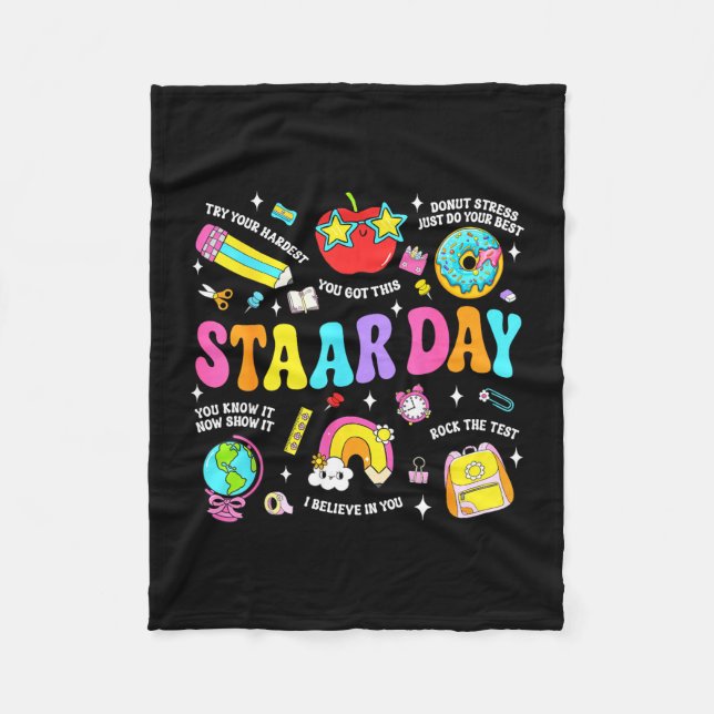 Staar day test teacher student positive teacher fleece blanket (Front)