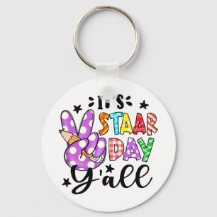 Staar Day Yall Peace Sign Teacher Funny Test Day Key Ring
