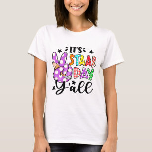 Staar Day Yall Peace Sign Teacher Funny Test Day T-Shirt