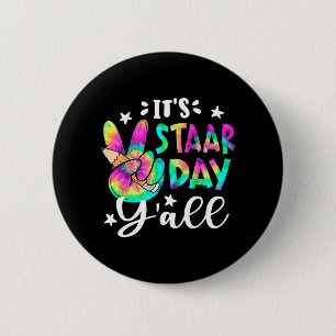 Staar Day Yall Tie Dye Peace Sign Teacher Testing 6 Cm Round Badge