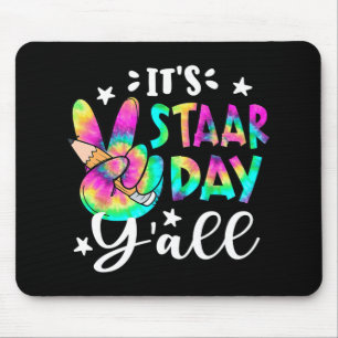 Staar Day Yall Tie Dye Peace Sign Teacher Testing Mouse Mat