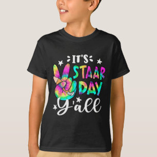 Staar Day Yall Tie Dye Peace Sign Teacher Testing T-Shirt