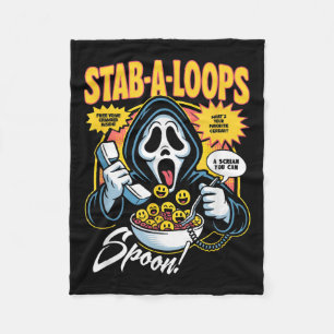 Stab-a-loops Horror Cereal Box Halloween Fleece Blanket