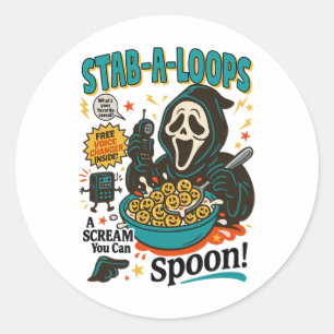 Stab-a-loops Horror Cereal Box Halloween Killer Br Classic Round Sticker