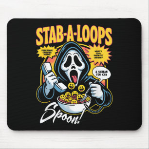 Stab-a-loops Horror Cereal Box Halloween  Mouse Mat