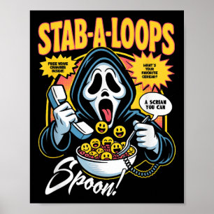 Stab-a-loops Horror Cereal Box Halloween Poster