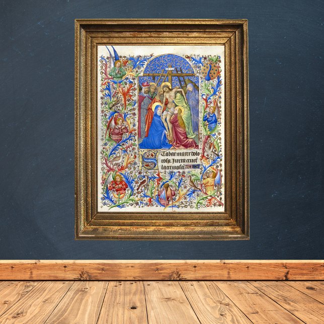 Stabat Mater Dolorosa Crucifix Medieval Manuscript Poster (Stabat Mater Dolorosa Crucifix Medieval Manuscript Catholic Christian Lent Poster)