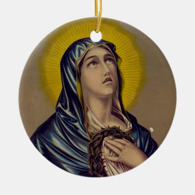 Stabat Mater Our Lady of Sorrows Ceramic Tree Decoration (Front)