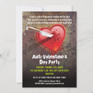 Stabbed Heart Anti-Valentine's Day Party Invitation