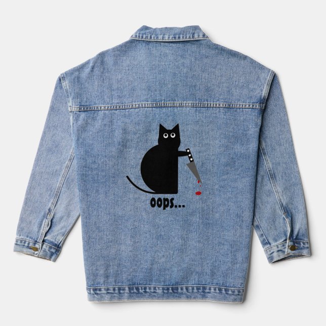 Stabby Cat Denim Jacket (Back)