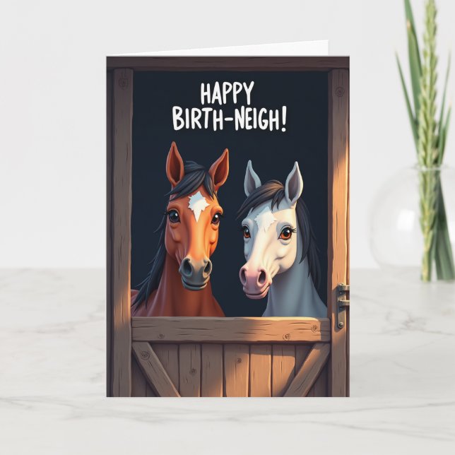 Stable Horses Birthday Card (Front)