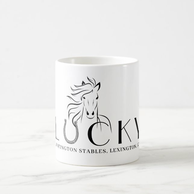 Stable or Horse Name Lucky Horseshoe Rider Gift  Coffee Mug (Center)