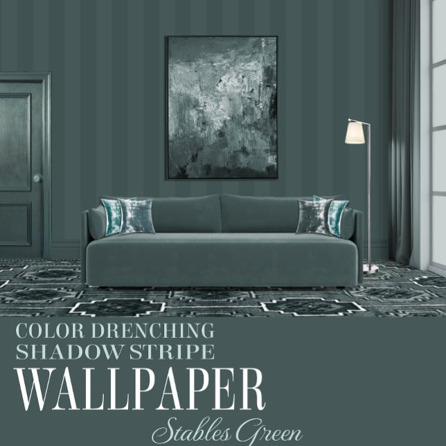 Stables Green Six Inch Shadow Stripe Wallpaper (Creator Uploaded)