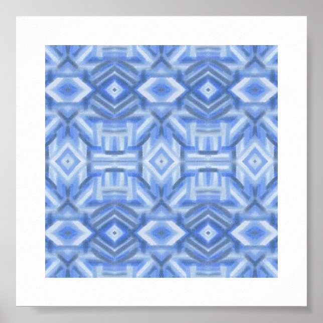 Staccato Blue Abstract Soft Pastel Art Poster (Front)