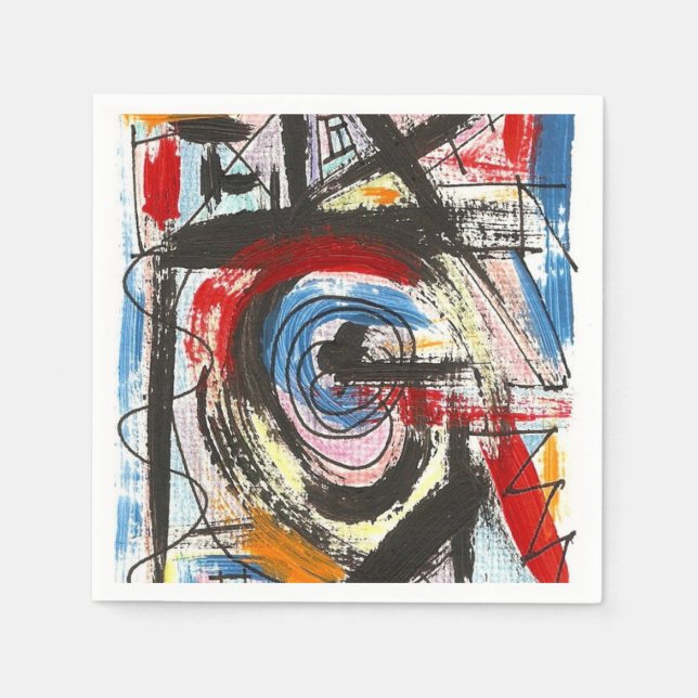 Staccato-Hand Painted Abstract Art Brushstrokes Napkin (Front)