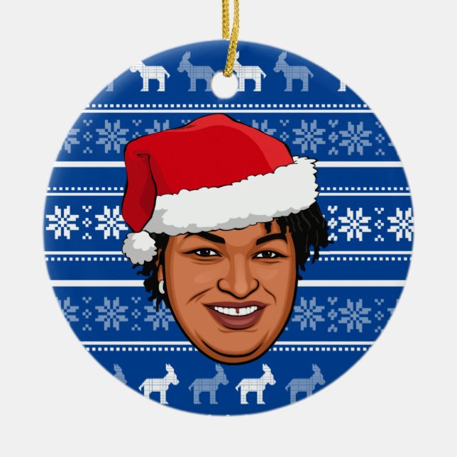 STACEY ABRAMS Christmas Ceramic Tree Decoration (Front)
