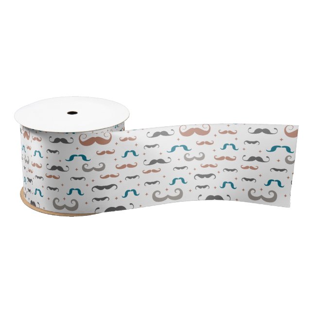 Stache Splash: A Dapper Display Satin Ribbon (Spool)