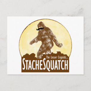 'STACHE SQUATCH The Lesser Cryptid - Funny Bigfoot Postcard