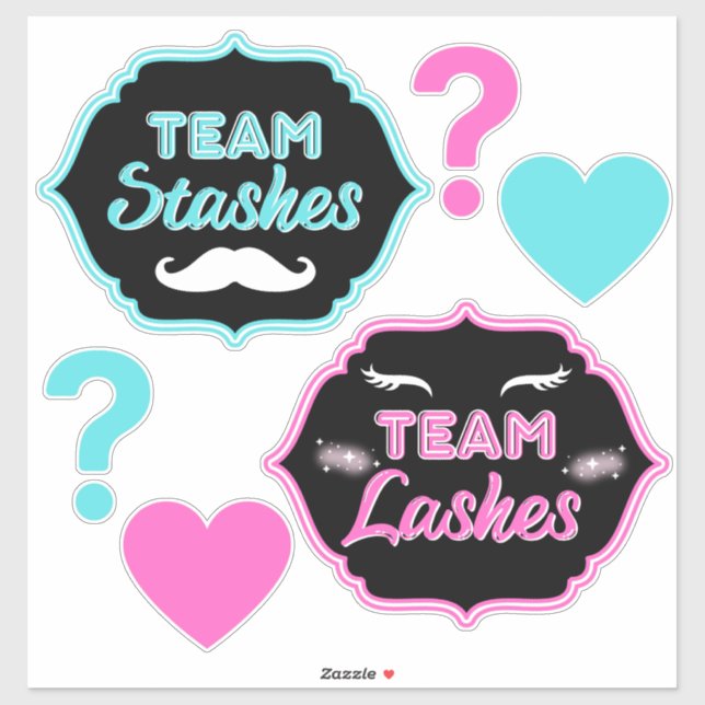 Staches or Lashes Cute Gender Reveal Baby Shower (Sheet)