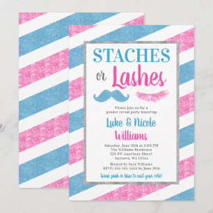 Staches or Lashes Gender Reveal Party Baby Shower Invitation
