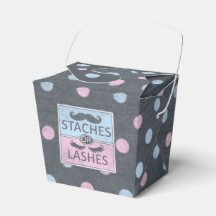 Staches or Lashes gender reveal party favour box
