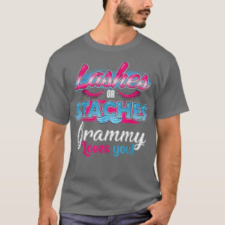 Staches or Lashes Grammy Loves You Best Gender Rev T-Shirt