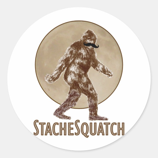 STACHESQUATCH I Moustache if you've Seen My Squatc Classic Round Sticker (Front)