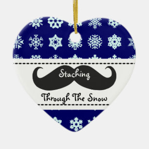 Staching through the snow at Christmas Ceramic Tree Decoration