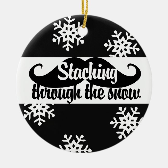Staching through the snow ceramic tree decoration (Front)