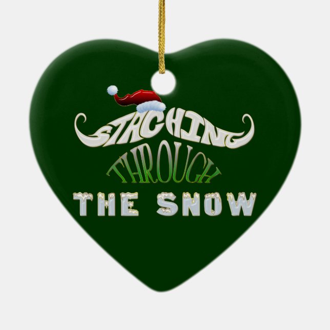 Staching Through the Snow Ceramic Tree Decoration (Back)